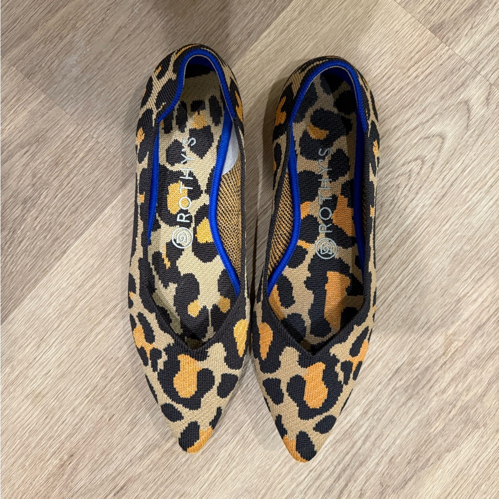 Rothy's Black and Tan Leopard Flats